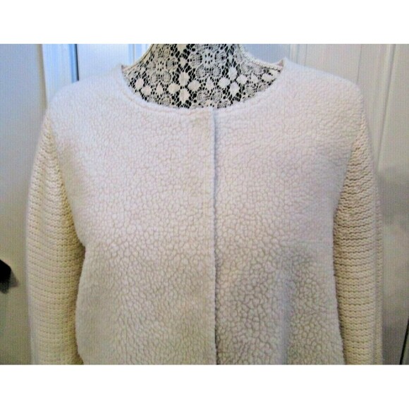 Dor Dor Couture Sweater Coat Sherpa Winter White Faux Suede Womens Size L - Picture 3 of 7